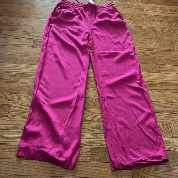 ❤️2/$30❤️[XS]Zara Hot Pink Viscose Casual Straight Wide Leg Pants - Picture 8 of 9